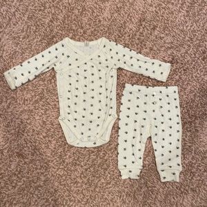 Quincy Mae pointelle side snap bodysuit and leggings
